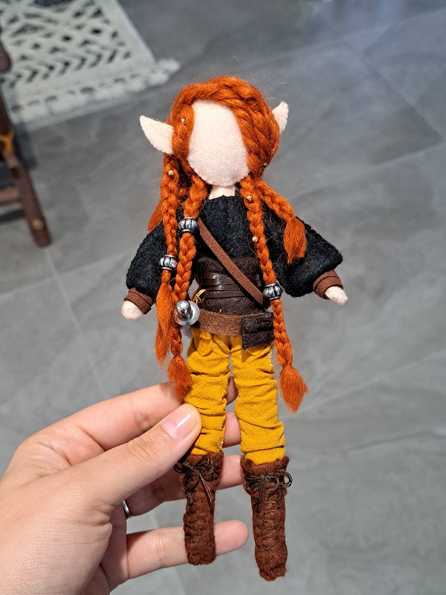 OOAK One of a Kind mixed media art doll. Medieval art doll. Fighter character figurine. Warrior Woman. Fabric art doll. Fantasy figurine.