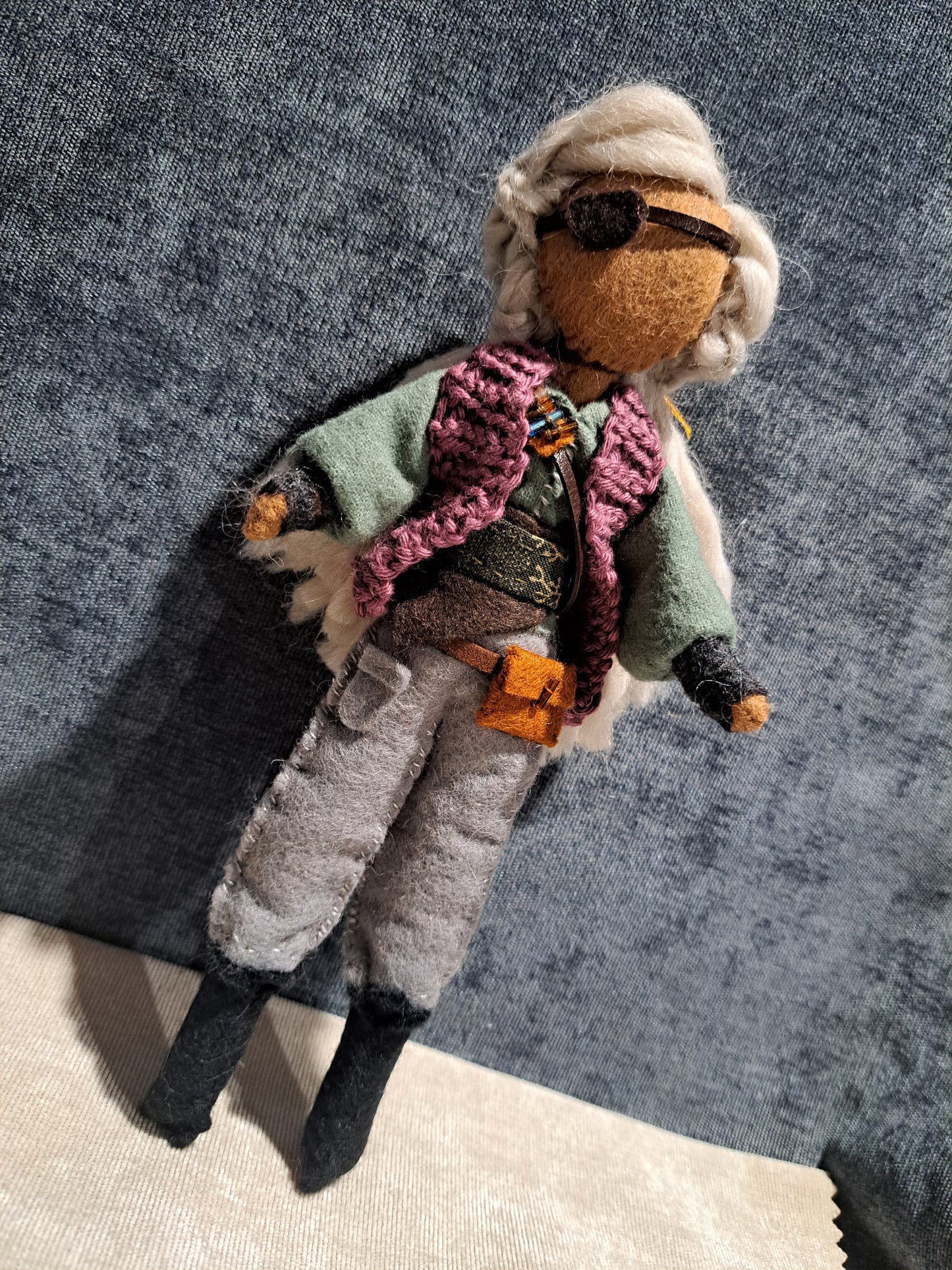 OOAK One of a Kind mixed media art doll. Medieval art doll. Pirate character figurine. Warrior woman. Fabric art doll. Fantasy figurine.
