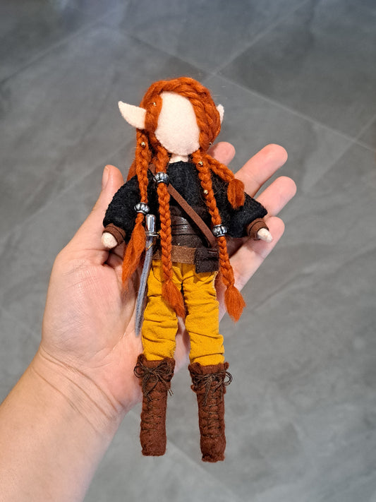 OOAK One of a Kind mixed media art doll. Medieval art doll. Fighter character figurine. Warrior Woman. Fabric art doll. Fantasy figurine.